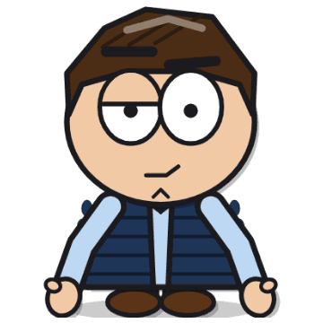 Chad, a cut-paper cartoon character