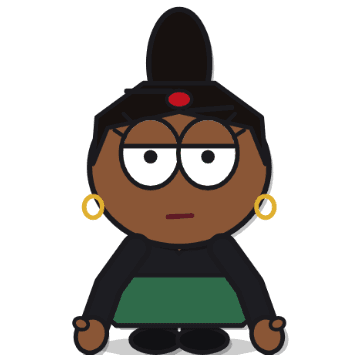 Mia, a cut-paper cartoon character